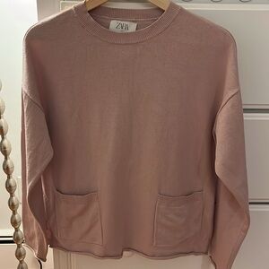 Zara Knitwear Pink Sweater with two pockets size 11-12